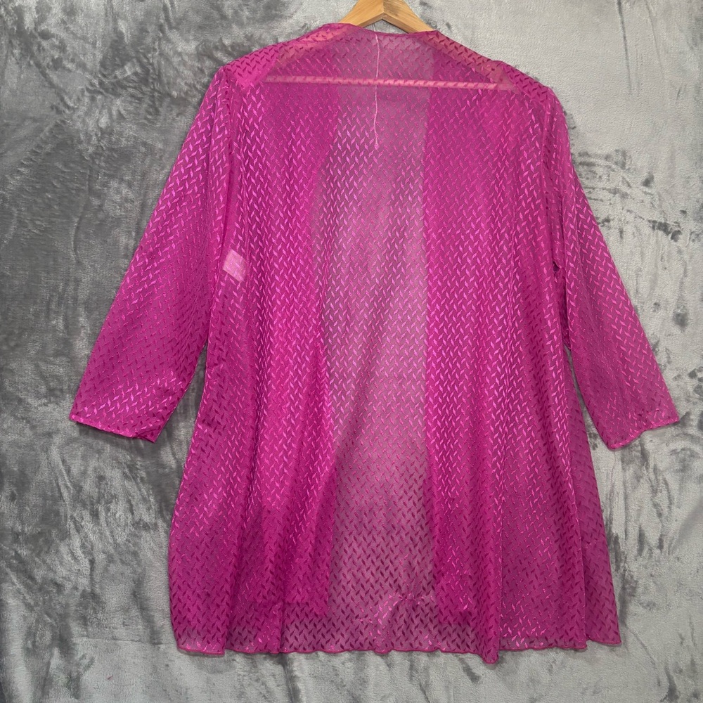 Sheer Open Front Kimono Cover Up Womens 20W Pink Career Event Beach Layering - Picture 2 of 9